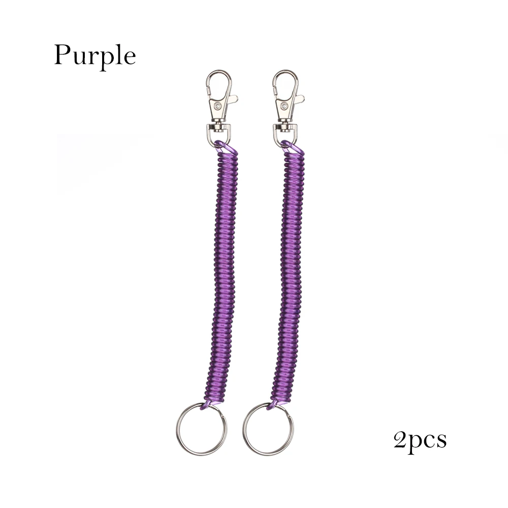 Purple 2 шт. Тактический выдвижной пластиковый телефон пружинный эластичный канат инструмент безопасности для наружного туризма кемпинга анти-потеря брелок - Цвет: Purple