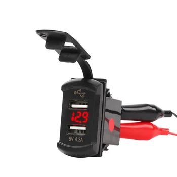 

Universal 12-24V Dual USB Car Adapter Waterproof LED Mobile Phone Charger USB Car Charger Socket