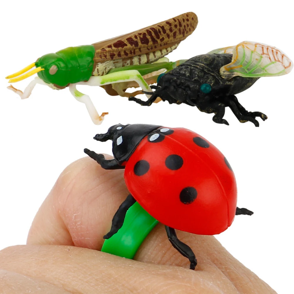 Ladybug Mantis Stag Beetle Red Spider Grasshopper Blue Spider Lynkaye 20 pcs Plastic Insects Lifelike Assorted Figures Realistic Insect Animal Toys for Kids Children Butterfly Bee