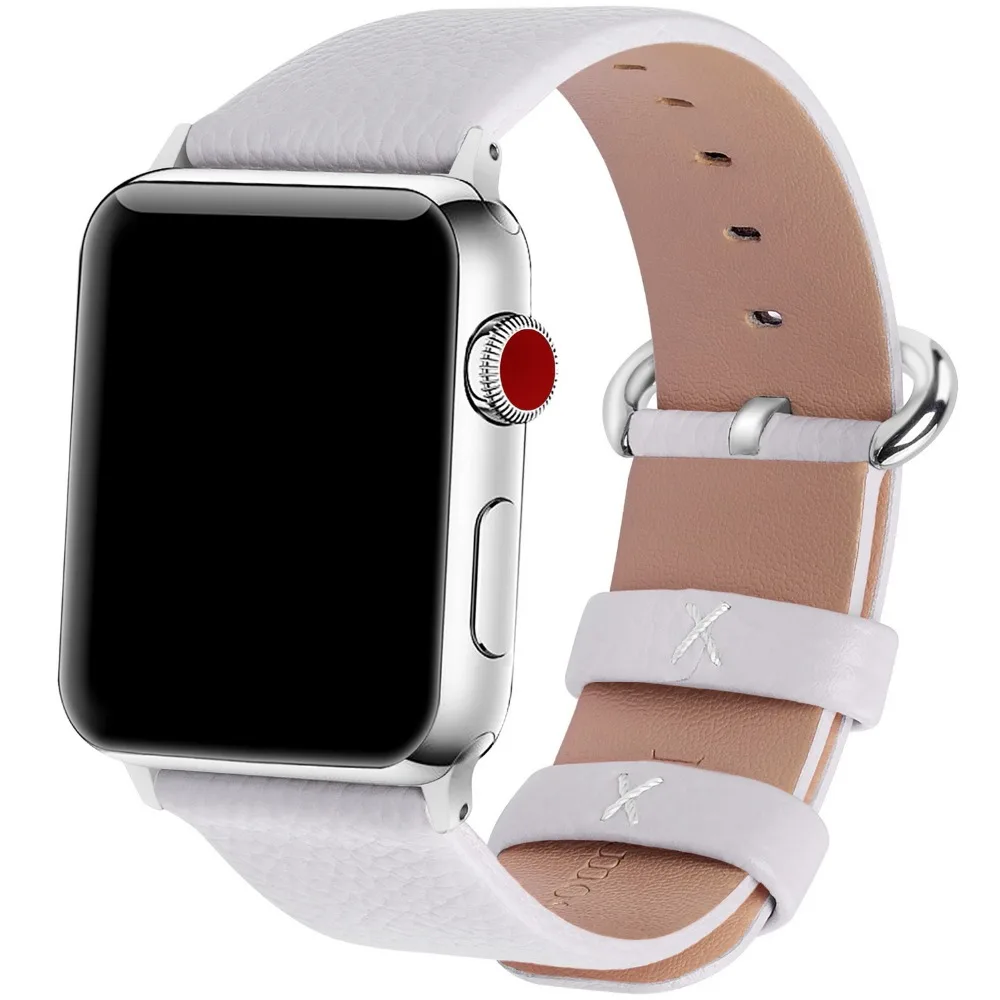 Kopen Strap voor Apple Horloge 4 5 Band38mm 42mm, 15 kleuren Apple Horloge Lederen Band Band met Gesp iWatch Serie 5 4 3 2 1 horlogeband