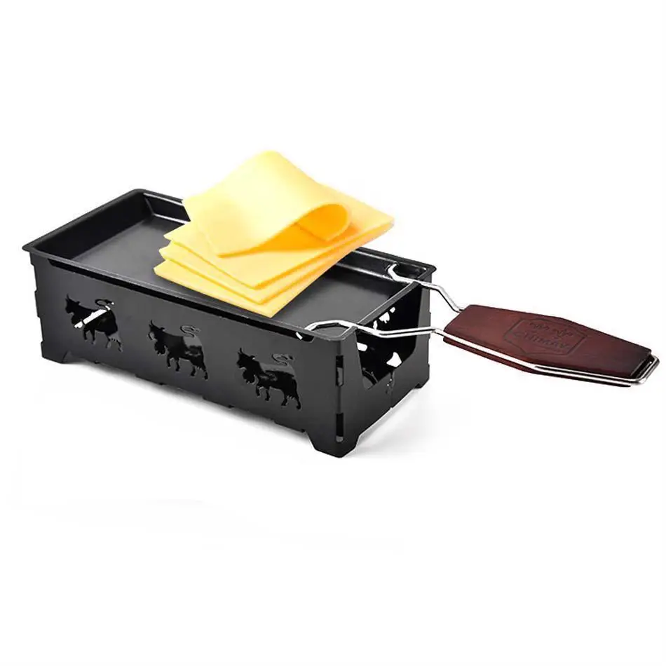 Iron Metal Non-stick Cheese Roasters Practical Gadgets Wooden Handle Mini Nonstick Baking Tray Cheese Oven BBQ Tools