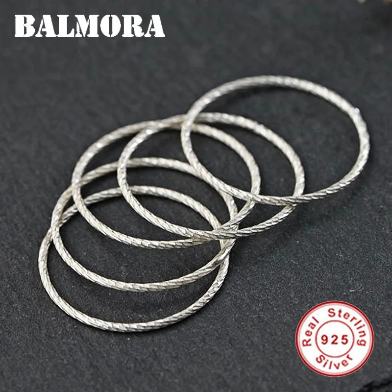 

BALMORA 1 Piece 100% Real 925 Sterling Silver Jewelry Round Rings for Women Lady Anillos Gifts Simple Fashion Ring SY22285