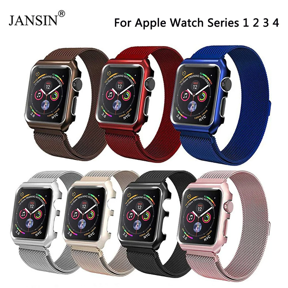 

Milanese Loop Bracelet Strap With Case For iWatch Band 42mm 38mm 40mm 44mm Stainless Steel Watchband For Apple Watch 4 3 2 1