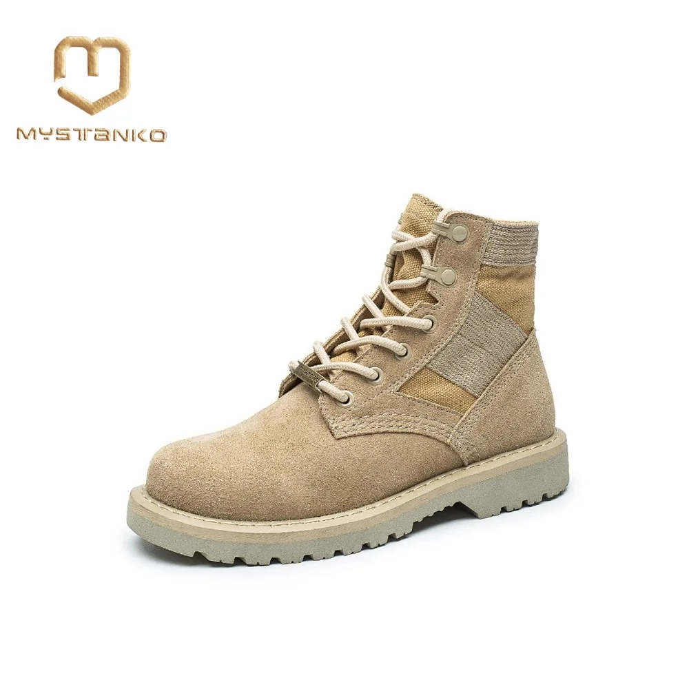 

Genuine Leather Desert boots Martin For women students High-top lace Shoes women's ankle Motorcycle boots. XZ-011