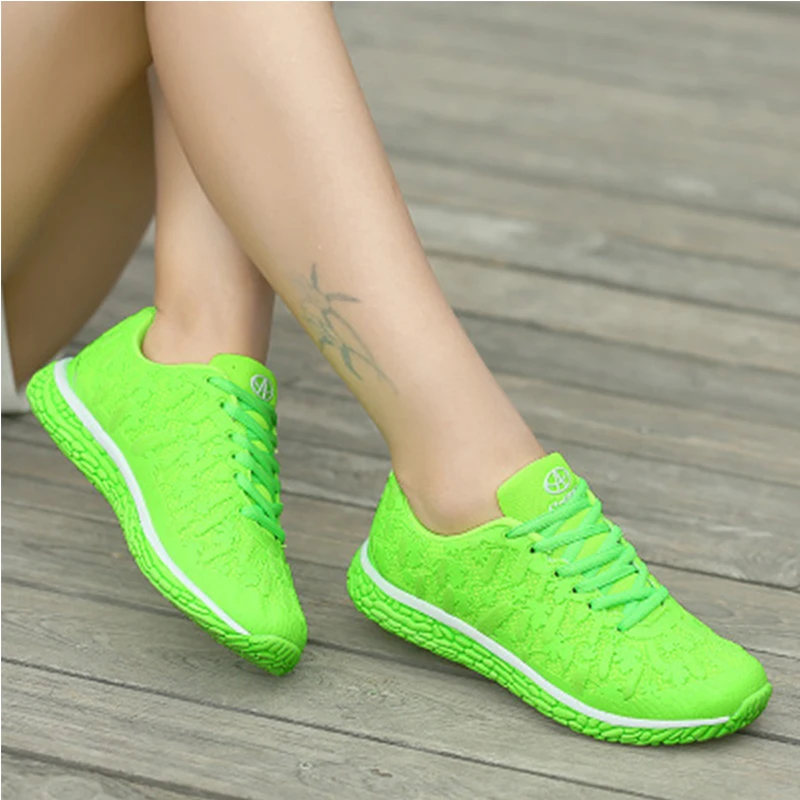 

Luminous sneakers women's shoes fashion breathable low-top running shoes front with cushioning fluorescent shoes 2019