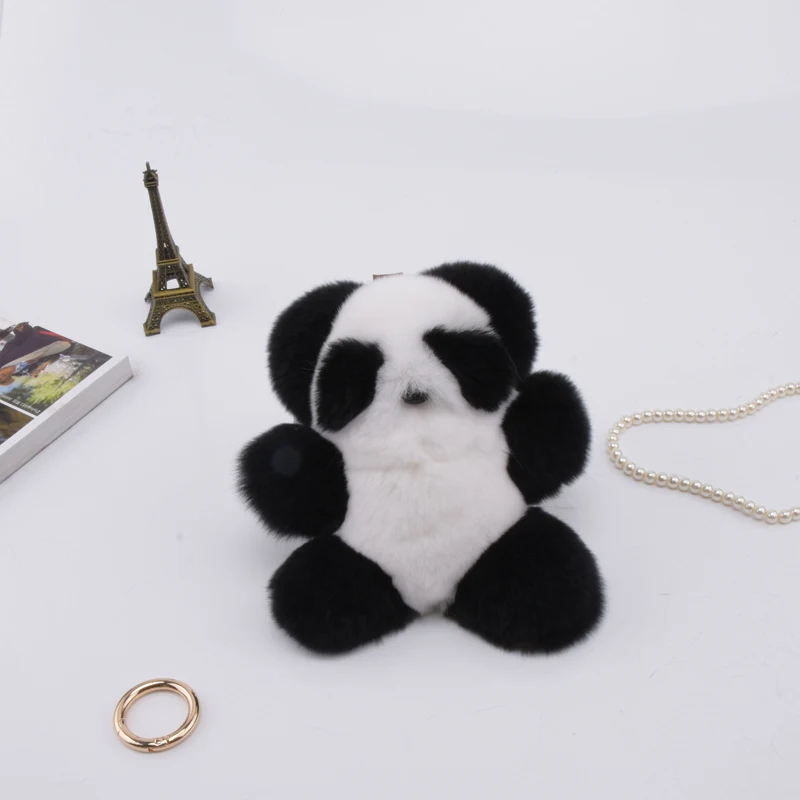 

Rex rabbit Fur panda Keychain Pompon keyring for Bag Charm Pendant gift pendant