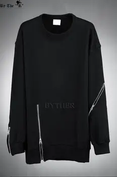 

S-5XL ! Korean fashion Casual goths zipper men's T-shirt clothes punk long-sleeve T-shirt plus size hip-hop clothing !