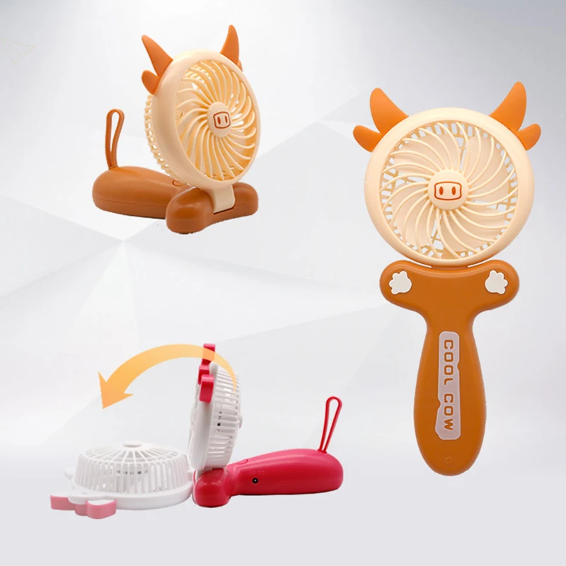 Mini Fan Cartoon Handheld Fan Ventilator USB Rechargeable Table desk Fan With Light Portable Cooler Air Cooler For Outdoor Home (21)