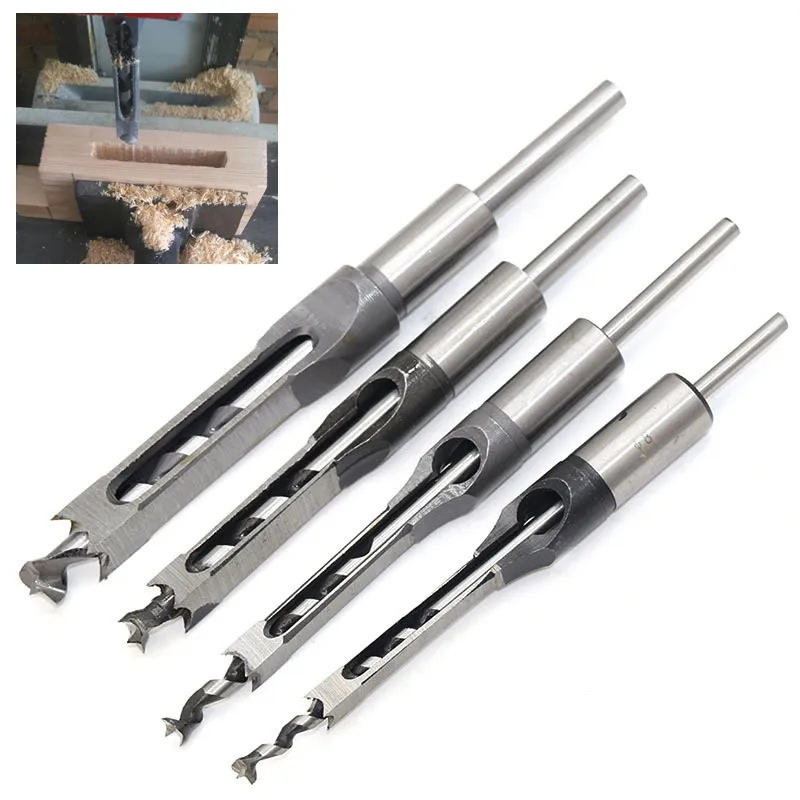 

1pc HSS Square Hole Drill Bit Saw Mortise Chisel Wood Drill Bit with Twist Drill