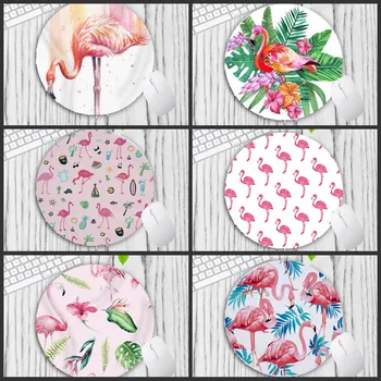 

Mairuige Big Promotion New Printed Pink Flamingos Gamer Play Mats Rubber Animal Speed Mouse Pad 200x200mm Round Mouse Pad