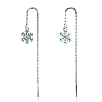 

New Snowflake Tassel Ear Line Earrings For Women Trend Creative 925 Sterling Silver Party Gifts Jewelry oorbellen SAE326