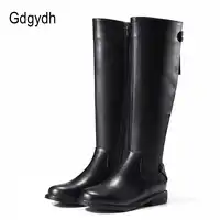 Gdgydh 卸売春秋ニーハイブーツ女性本革ブーツ女性のラバーソール女性の靴の冬サイズ 42