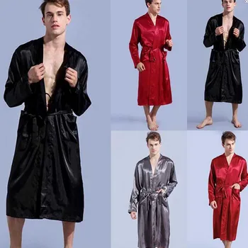 

Black Long Sleeve Chinese Men Rayon Robes Gown New Male Kimono Bathrobe Sleepwear Nightwear Pajamas S M L XL XXL