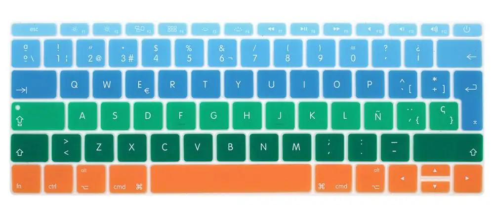 Силиконовая Защитная пленка для клавиатуры в испанском и Европейском стиле, Защитная пленка для Mac Book pro 13, не сенсорная панель, 12 разноцветных пленок для клавиатуры