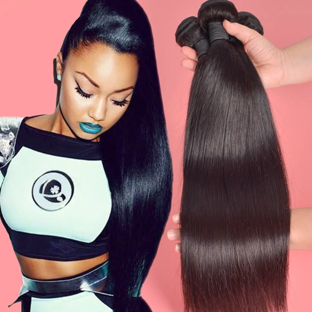 Grade 7A Peruvian Virgin Hair Straight 3 Bundles Human Hair Peruvian Straight Virgin Hair 8-28 Puruvian Straight Hair Bundles