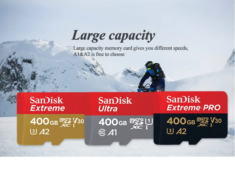 100% Original SanDisk 400GB Micro SD Card V30 U3 Class10 A2 A1 Memory Card Micro SDXC up to 170MB/s 400GB TF Card for smartphone