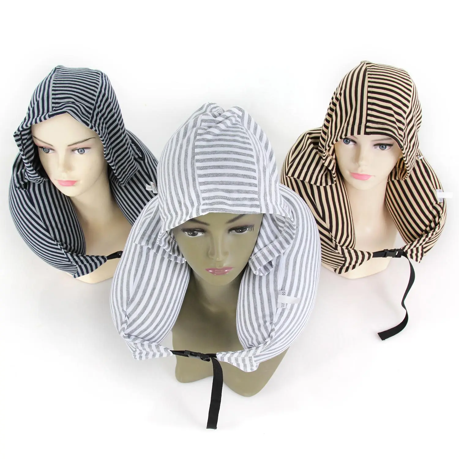 LEMOR Creative U Shaped Pillow Hat Stripe Bedding Body Pillows With Cap