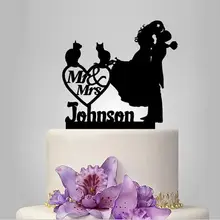Настоящая ручная Персонализированная акриловая пара с 2 кошками свадебный торт Топпер/Свадебный стенд/Свадебные украшения/Пользовательский Топпер