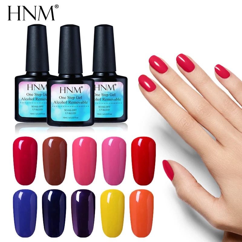 

HNM 10ml One Step Gel Nail Polish 3 in 1 UV LED Gel Polish Alcohol Soak off GelPolish Lucky Hybrid Semi Permanent Varnish Gellak