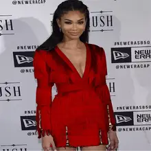 Женское Бандажное платье, новинка, летние вечерние платья знаменитостей, красные, с длинными рукавами, с v-образным вырезом, на молнии, мини-платье, Vestidos, сексуальное платье+ костюм