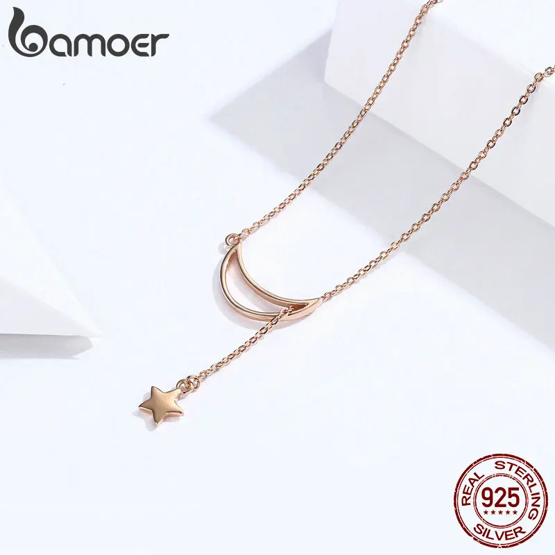 Женская цепочка из серебра 925 пробы с Луной и звездами|fashion necklace|necklace fashionnecklaces for