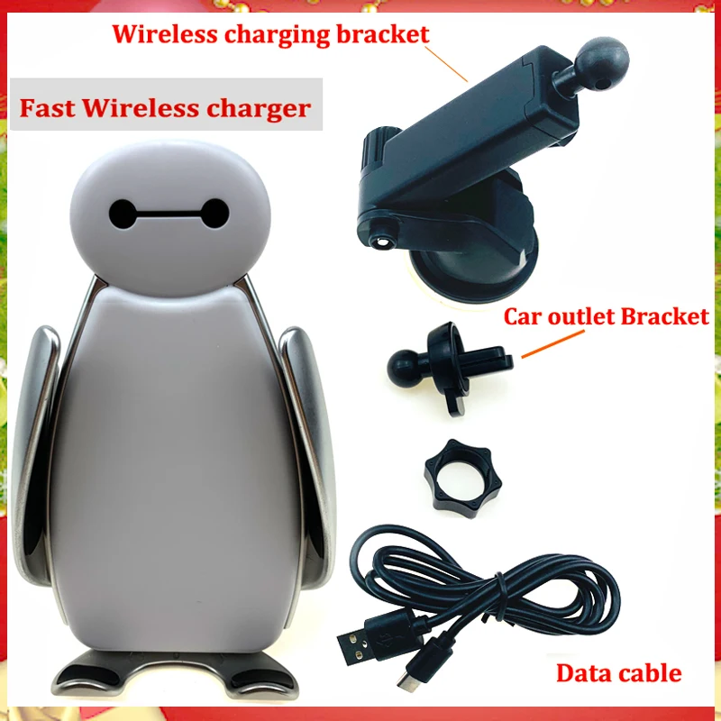

Baymax 10W Intelligent Fast car charger Wireless Smart sensor phone holder automatic airvent for iphone8/X for Samsung S8 S9 S10