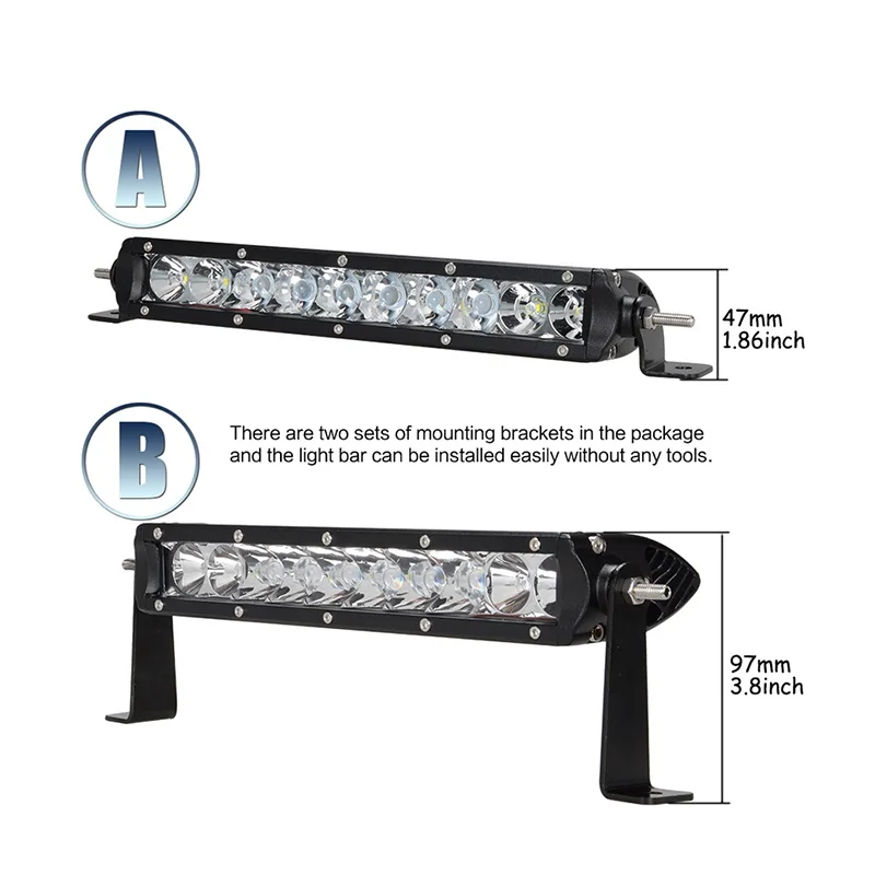13 inch 3500LM 50W Cree LED Light Bar IP67 Flood Spot Combo For Marine Tractor Truck Boat ATV SUV 4x4 Working Drive Bar Light