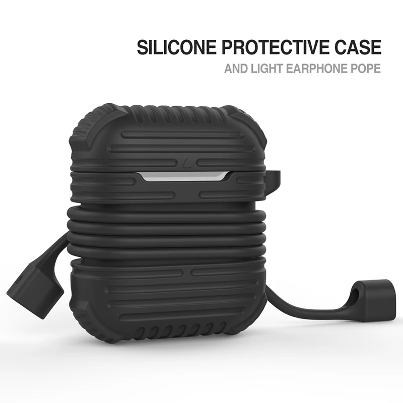 Bluetooth Wireless Earphone Case For Apple AirPods Soft Silicone Charging Earphones Cases With Magnetic anti-lost Rope Cover