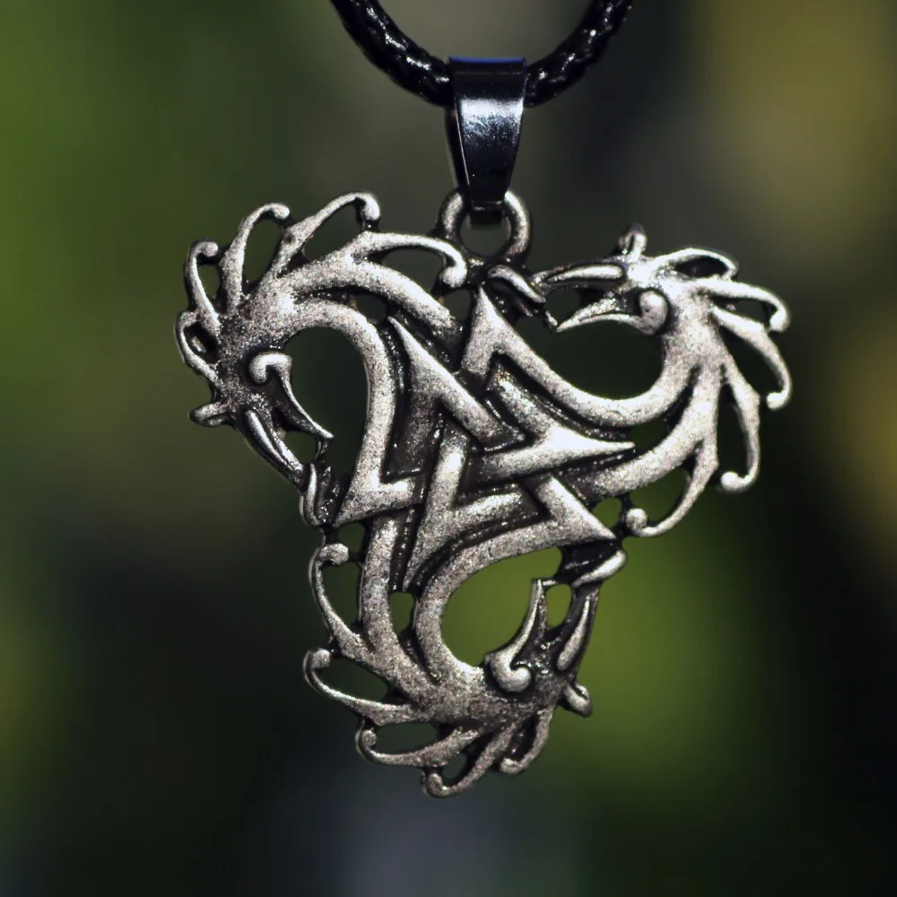 Valknut Dragons ожерелье Амулет подвеска ирландский норвежский викинг Северный