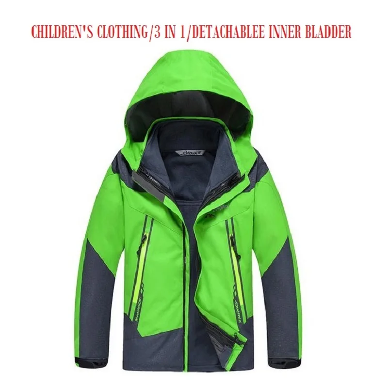 Детские Зимние теплые флисовые уличные походные campling куртки для альпинизма и катания на лыжах 3 в 1