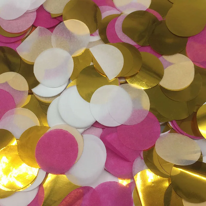 2,5 см 10 г бумага конфетти один год с днем рождения свадебные конфетти ребенок украшение душевой кабины рождественские праздничные шары украшения - Цвет: rose red white gold