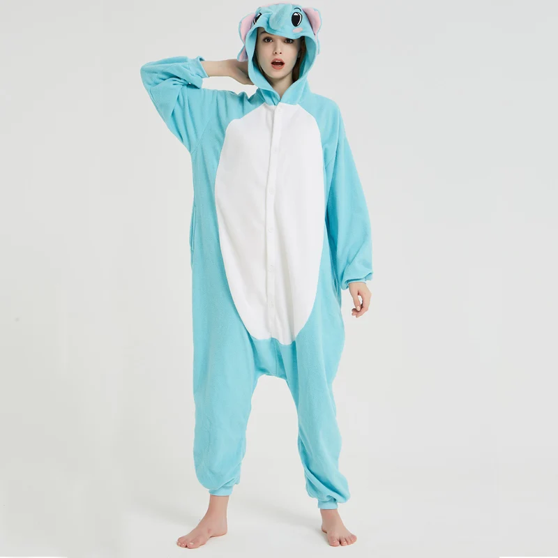 Elephant Adult Pajamas Polar Fleece Onesies Kigurumi For Halloween Pink One-piece Jumpsuit Siamese Cosplay Custome (3)