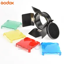 Godox BD 03 Barn Door С Honeycomb Grid and 4 Color filter Kits для фотостудии Flash K 150 250SDI 300SDI