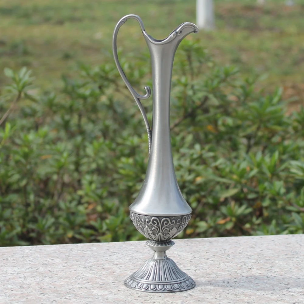pewter plated metal flower vase for home decoration