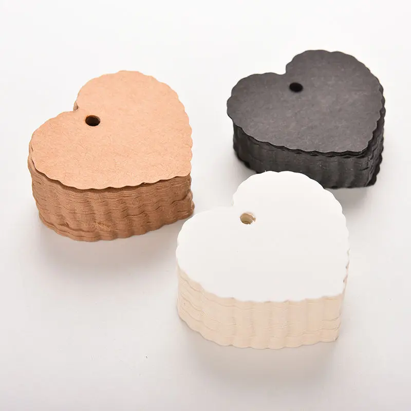 

100Pcs Card Label Blank Luggage Tags Heart Greeting Cards Kraft Paper Wedding Party Valentine's Day Gift 3 Colors Free Shipping