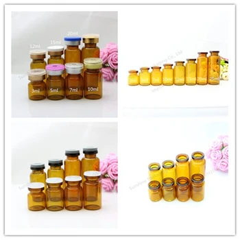 

Free Shipping 7ml injection glass bottle vial 7cc amber glass vials with flip off caps & rubber stoppers pharmaceutical bottle