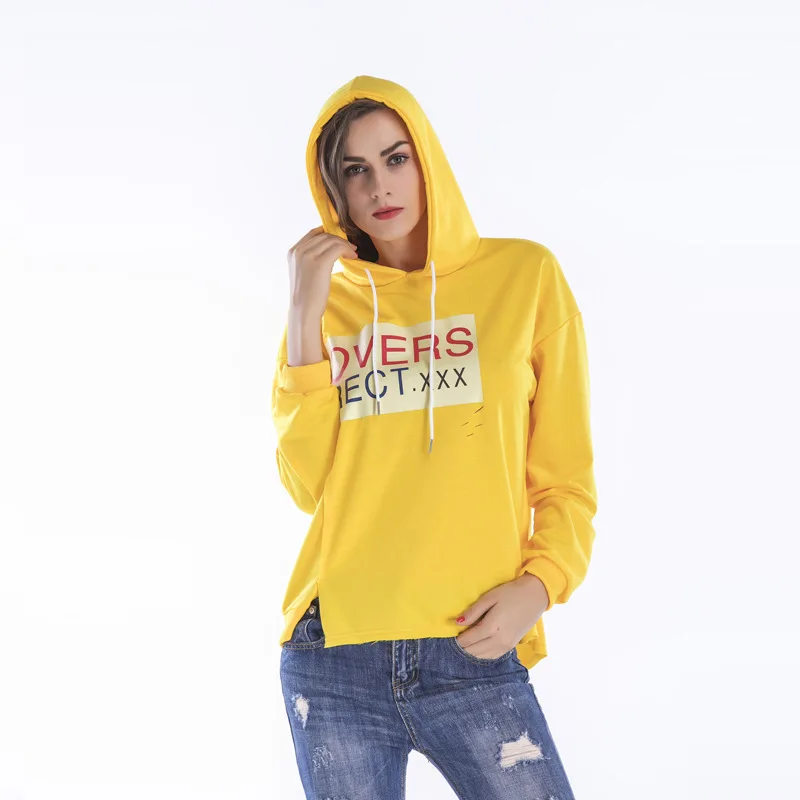 Spring And Summer New Style Printed Sweatshirts Hooded Loose Sweatshirts Yellow Sweatshirts Spring And Summer New Style Printed Sweatshirts Hooded Loose Sweatshirts Yellow Sweatshirts