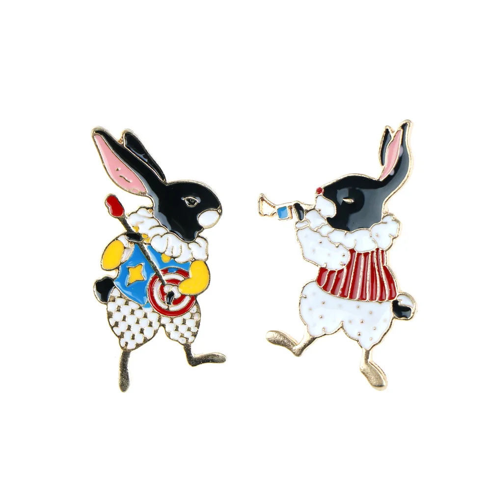 Pins And Brooches Musician Banjo/accordion/trumpet Rabbit Pin Bunny Pins Rabbit Jewelry