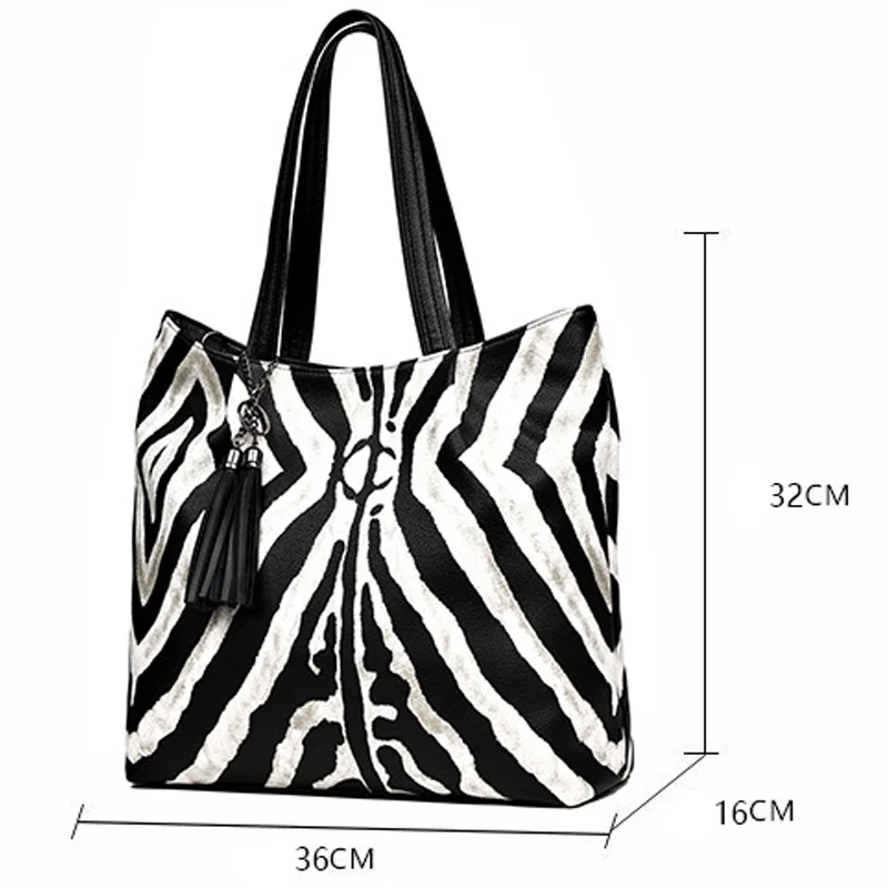 Роскошные сумки с рисунком зебры, женская сумка с кисточкой, Большая вместительная сумка на плечо, женская сумка-мессенджер, Повседневная Сумка-тоут