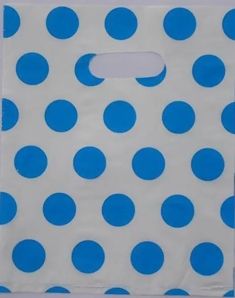 

2019 Hot-selling 100pcs 35*25cm Blue Cute white dots Plastic Handle Shopping Bag For Gifts Wholesale 015035069