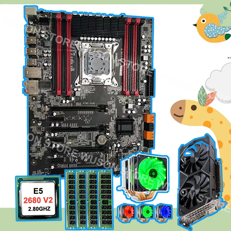Runing ATX X79 материнская плата с процессором Intel Xeon E5 2680 V2 2 8 GHz SR1A6 CPU кулер RAM 4*16G 1600MHz RECC