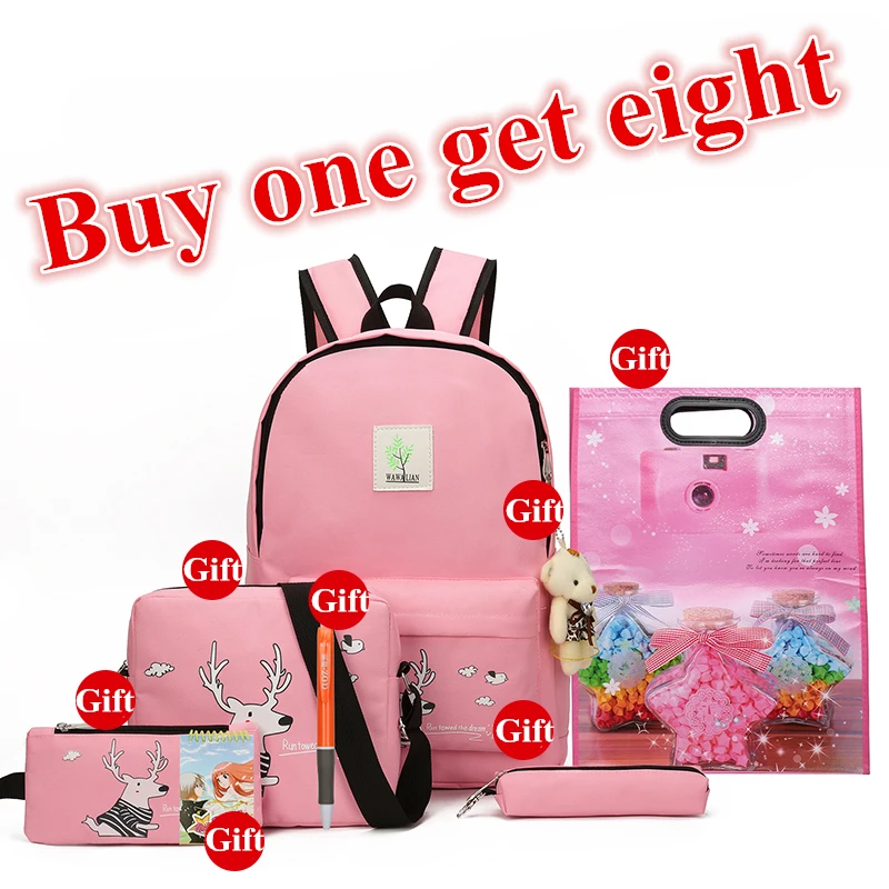 

2018 New Girls Backpacks Cartoon Printing School Backpack Cute Canvas Teenager Schoolbags For Girls Students Lovely Bag Children