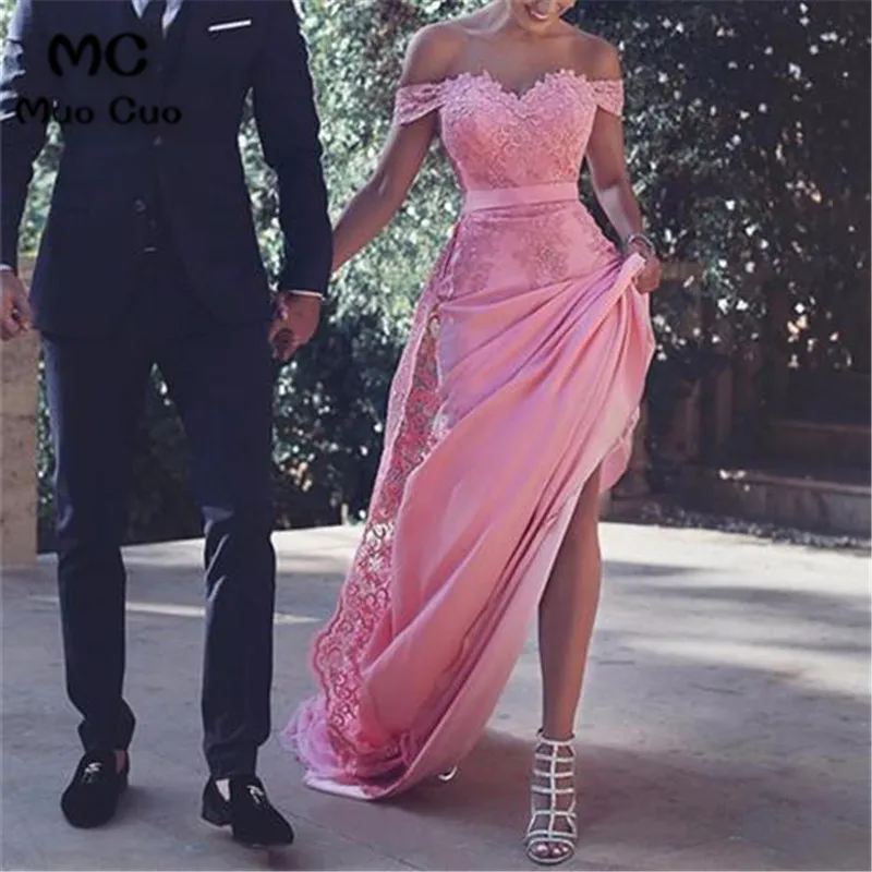 

Sexy 2018 Off Shoulder Evening Dresses Long with Beaded Appliques Prom dress for teens Formal Evening Dress for Women