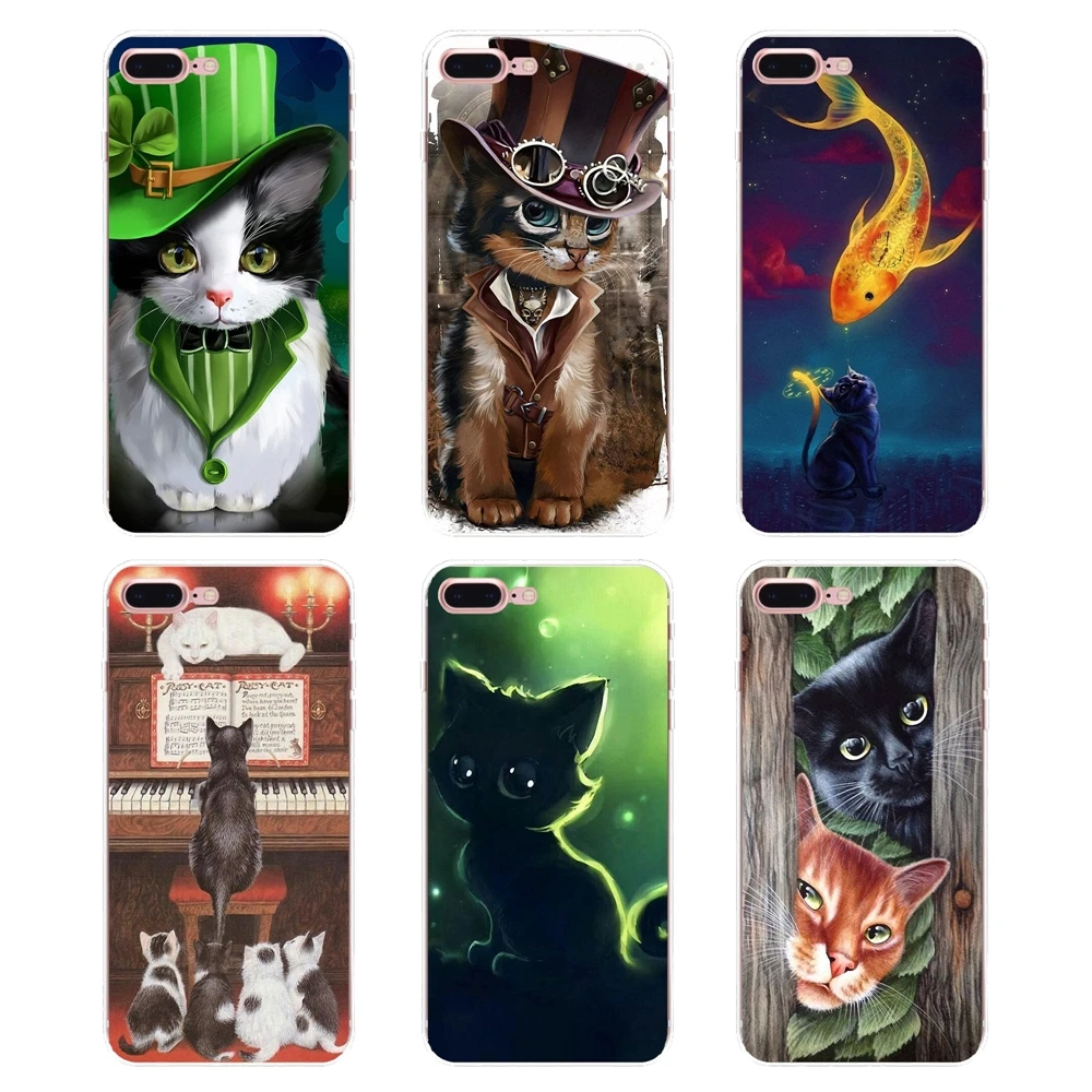 For Samsung Galaxy S2 S3 S4 S5 MINI S6 S7 edge S8 S9 Plus Note 2 3 4 5 8 Coque Fundas cute white cat Silicone Phone Shell Cover |