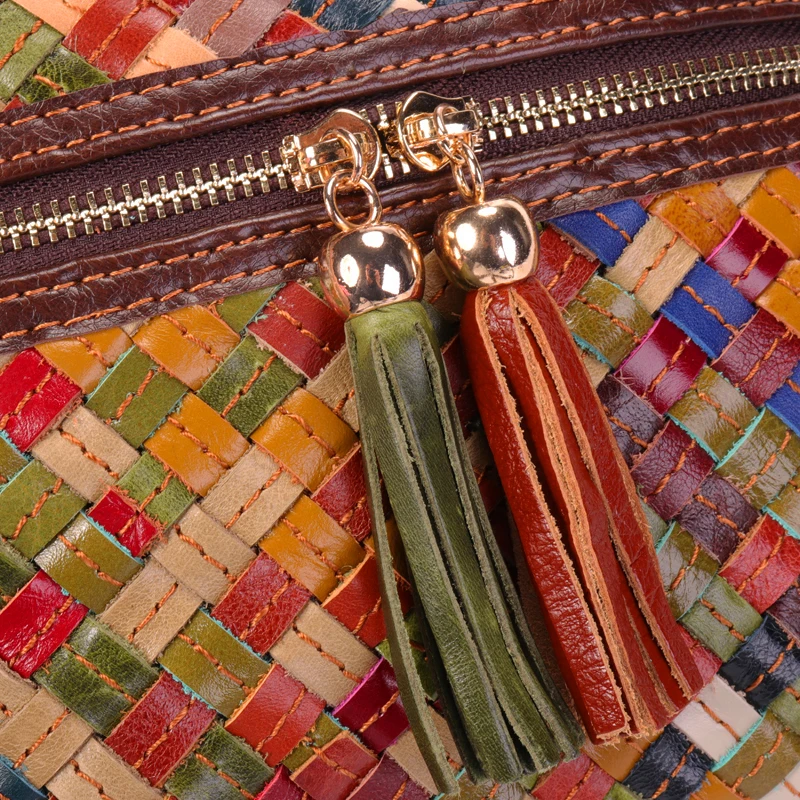 AEQUEEN сумки-почтальонки из натуральной кожи Брендовая женская тканая сумка для женщин маленькая дамская сумка через плечо с кисточкой Bolsas Feminina