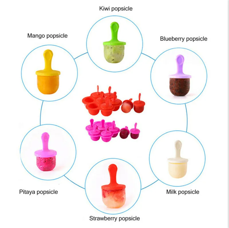 Brand New 7 Packs Ice Pop Popsicle Mold Maker Summer Ice Cream Makers Frozen Dessert Treats DIY Moulds