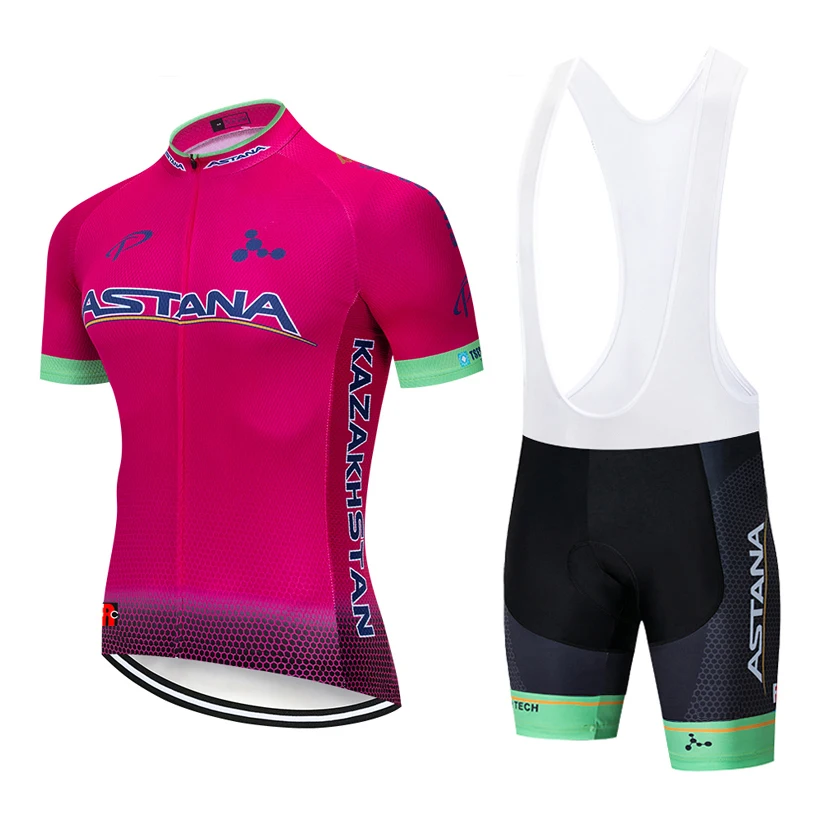 Cena Nowy 2019 niebieski Astana koszulka kolarska 12D spodenki rowerowe zestaw szybkie suche męskie ubrania do jazdy rowerem zespół pro rower Maillot Culotte