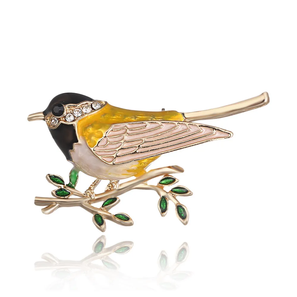 

Enamel Oriole Bird Brooches Men Women's Alloy Bird Branch Rhinestone Brooch Pins Suits Dress Banquet Brooch Mother Gift Badges