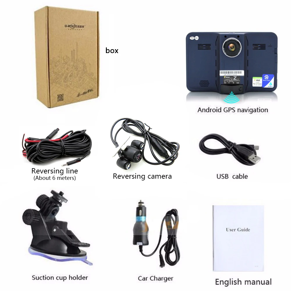 Junsun 7 дюймов автомобильный GPS 16 ГБ навигация андроид радар детектор с DVR навигатор