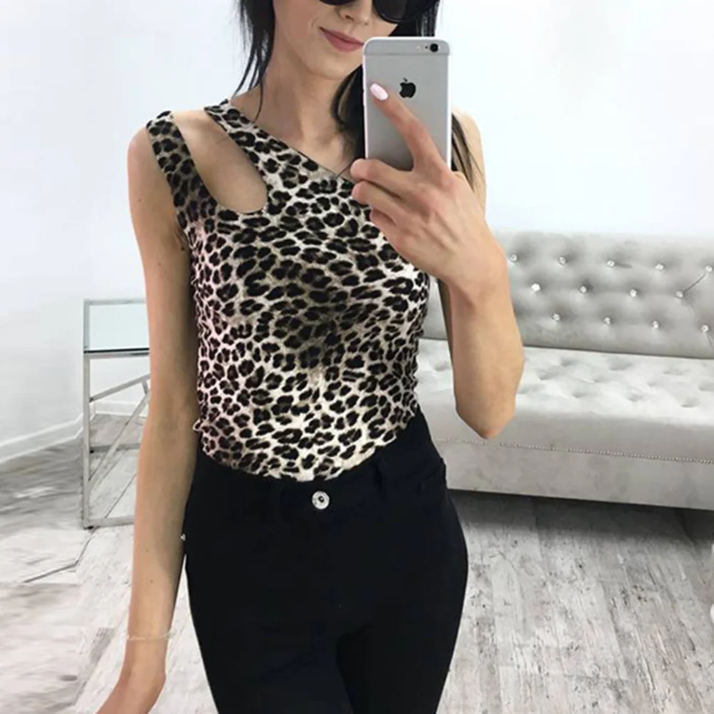Leopard Jumpsuits Female Women Bodysuits Summer Skinny Rompers Sexy Casual Party Beachwear High Street Bodysuits Women Clothing